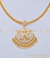 NLC746 - Real Gold Design Impon White Stone Necklace Gold Plated Wedding Attigai Online 
