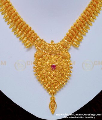 NLC754 - Trendy Kerala Jewellery Single Stone Necklace Imitation Necklace Online