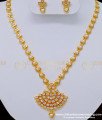NLC760 - Beautiful One Gram Gold Pearl Necklace Party Wear White Stone Necklace Set Online
