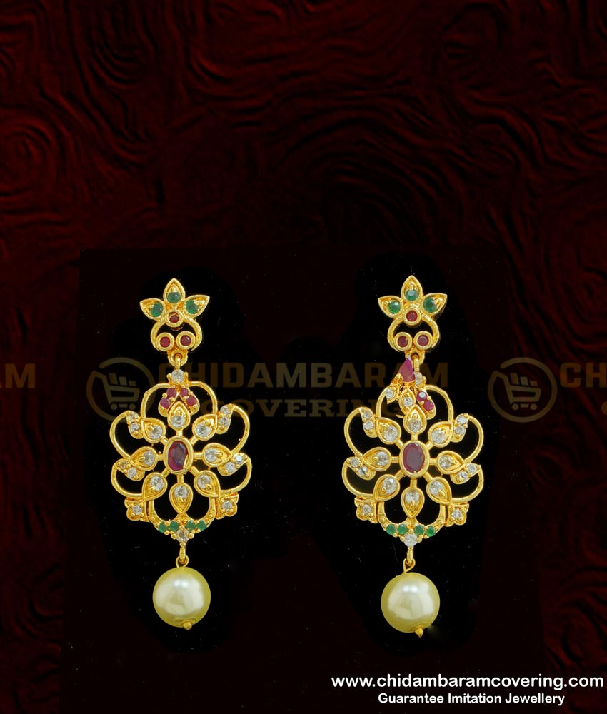 NLC767 - Gold Plated Bridal Wear Ad Stone Lakshmi Design Small Choker Necklace with Earing Set Online