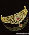 NLC769 - Bridal Wear American Diamond White and Ruby 1 Gram Gold Imitation Choker Necklace Set