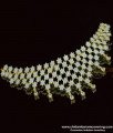 NLC770 - Elegant Modern Platinum Diamond Necklace White Stone One Gram Gold Choker Necklace Set  