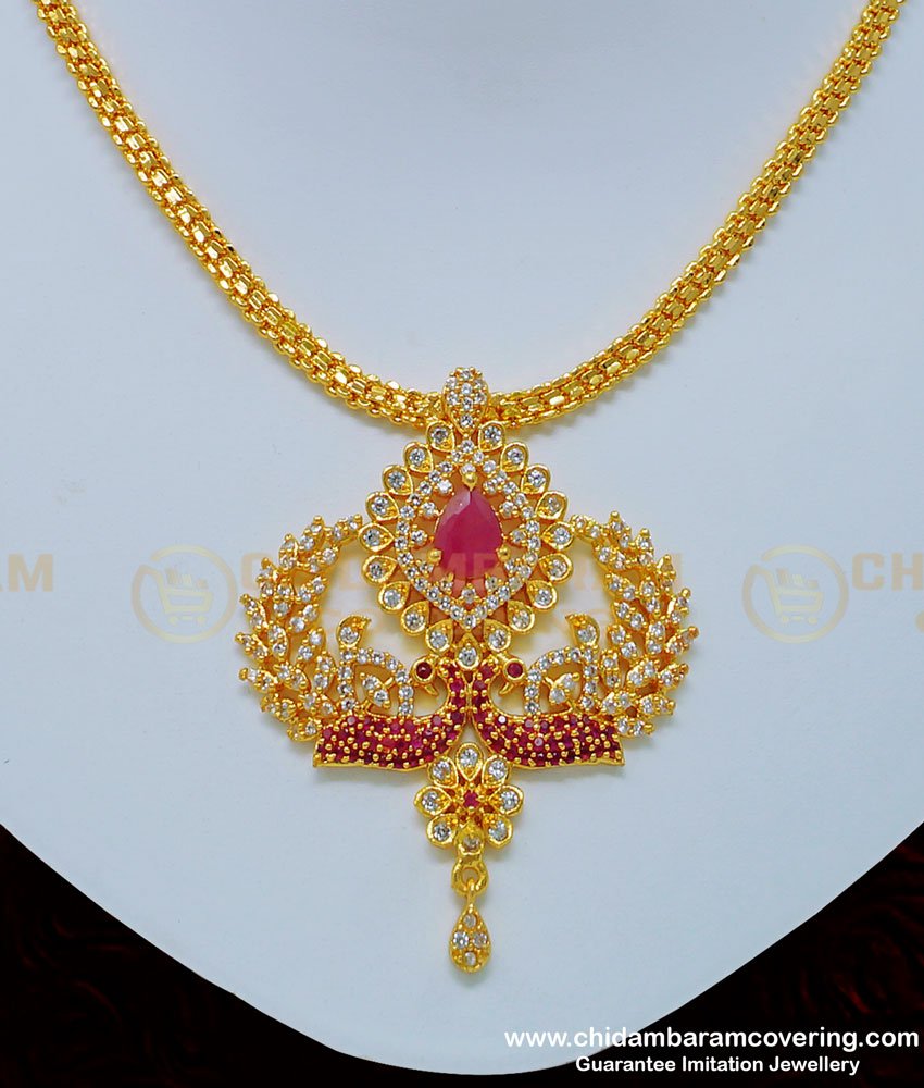 NLC774 - New Gold Plated High Quality Peacock Design Stone Necklace Buy Online