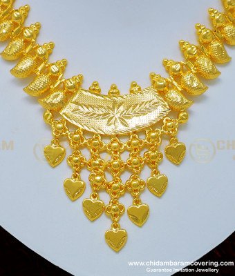 Nlc778 - Kerala Gold Inspired Light Weight Mango Necklace 1 Gram Gold Bridal Jewelry