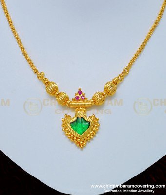 Nlc782 - Simple Single Kerala Green Palakka Necklace One Gram Gold Jewelry Online