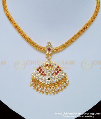 NLC789 - Traditional Impon Attigai Double Size Swan Design Impon Necklace for Women 