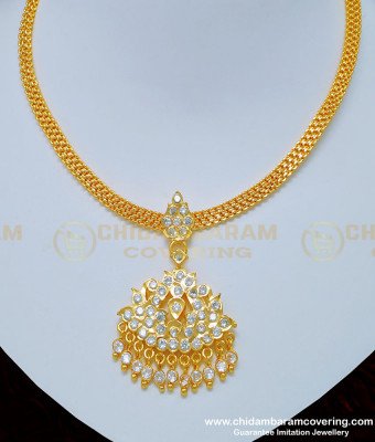 NLC790 - One Gram Gold Gold Design White Stone Dollar Impon Attigai for Women 