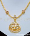 NLC792 - Impon Attigai Jewelry White and Ruby Stone Side Mugappu Balls Attigai for Women 