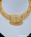 NLC800 - Traditional Impon Real Gold Design Lotus Design Necklace Attigai Choker for Wedding