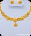 NLC801 - Buy Gold Forming Ruby Emerald Stone Simple Design Necklace with Earring Set for Women