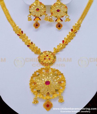 NLC804 - Unique Flower Design High Quality Gold Forming Necklace Set for Wedding
