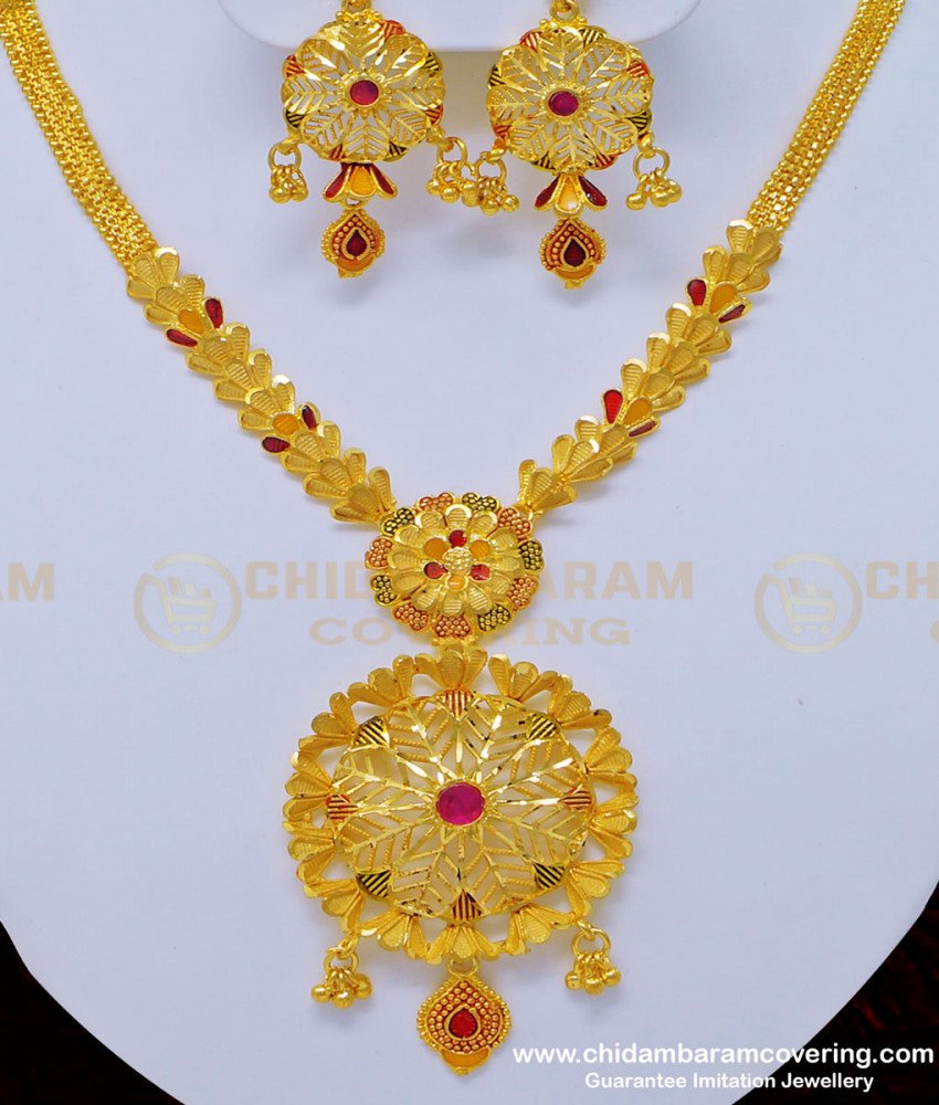 NLC804 - Unique Flower Design High Quality Gold Forming Necklace Set for Wedding