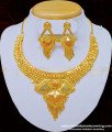 NLC808 - Marriage Bridal Gold Necklace Designs 2 Gram Gold Necklace with Earring Set 