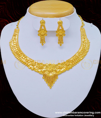 NLC809 - Traditional Real Gold Design First Quality Bridal Wear Forming Gold Necklace Set
