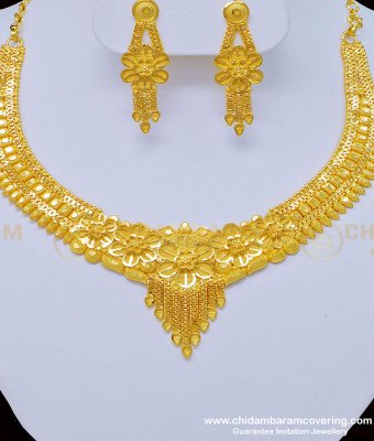 NLC809 - Traditional Real Gold Design First Quality Bridal Wear Forming Gold Necklace Set