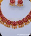 NLC811 - Beautiful Temple Jewellery Flower Design Pink Stone Choker Necklace Buy Online