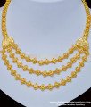 NLC813 - Latest Light Weight 3 Line Necklace 1 Gram Gold Layered Necklace for Ladies 