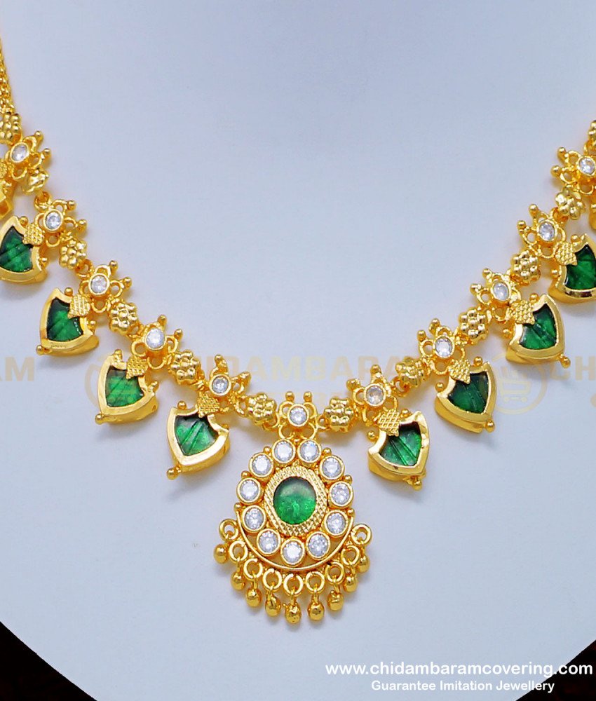 NLC817 - Kerala Traditional Jewellery Stunning Gold Light Weight Each 5 Palakka Mala Necklace Online