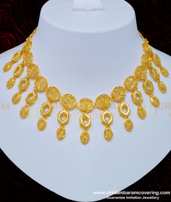 NLC820 - Real Gold Look Light Weight Choker Necklace with Earring Dubai Gold Jewellery Design Buy Online