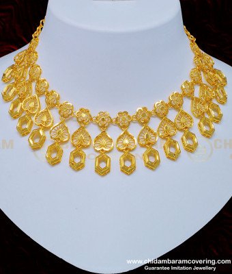 NLC821 - Elegant Marriage Arabic Gold Choker Necklace Set First Quality Imitation Jewellery Online