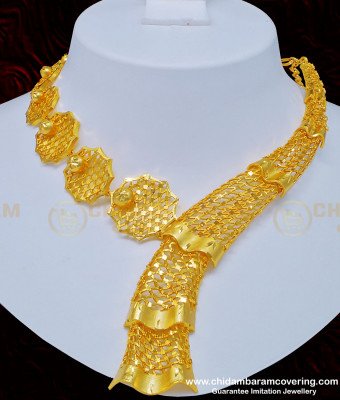 NLC823 - Unique Modern Dubai Jewelry Gold Designer Necklace with Earring Set Online