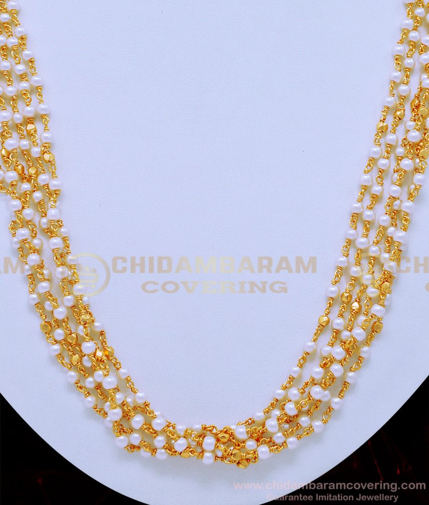 NLC828 - Unique Multi Layer Pearl Necklace Design Imitation Jewellery Online