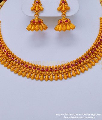 NLC831 - New Model Party Wear Temple Necklace with Earring Temple Jewellery Set Buy Online 