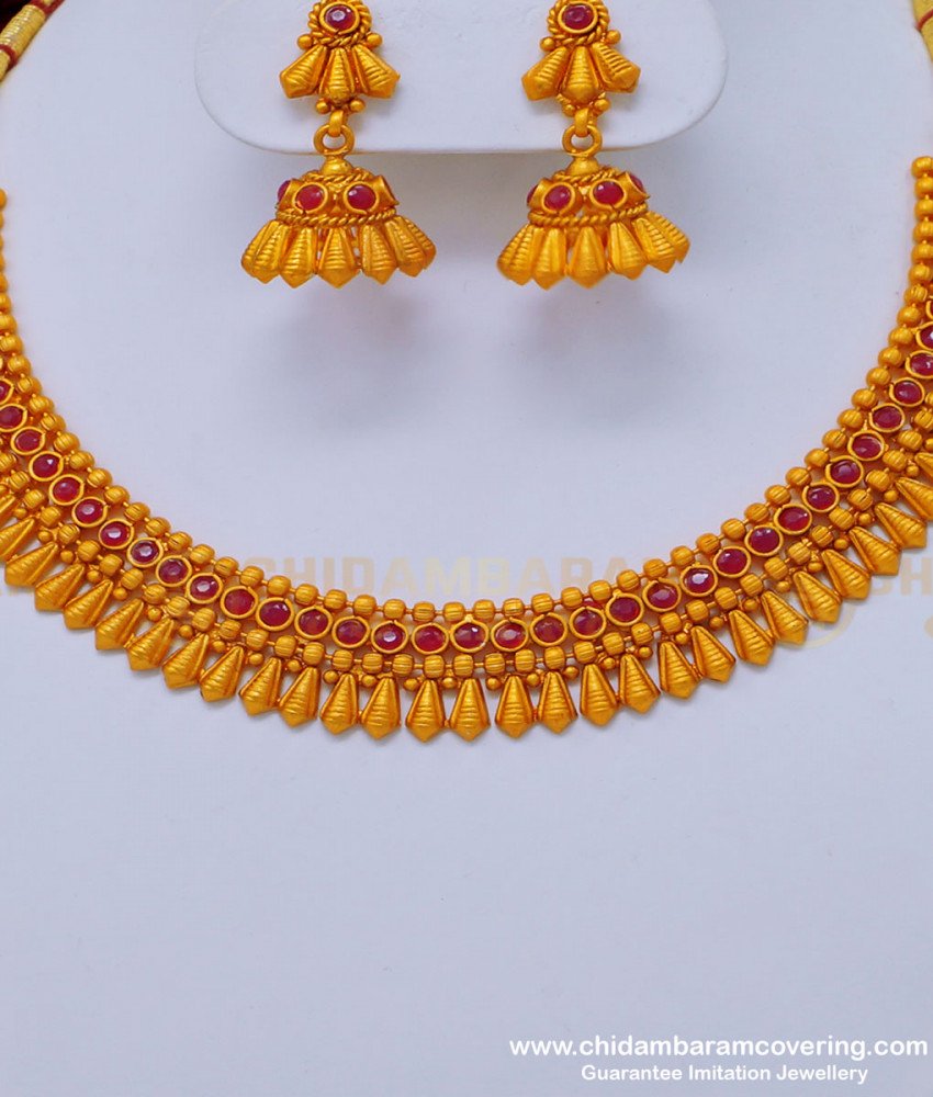 NLC831 - New Model Party Wear Temple Necklace with Earring Temple Jewellery Set Buy Online 