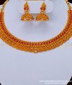 NLC833 - Beautiful Fashion Jewellery Mango Design Ruby Stone Temple Necklace with Earring Temple Jewelry Set 