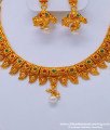 NLC835 - Premium Quality Matte Finish Kemp Stone Imitation Jewellery Mango Necklace Nagas Jewellery Set 