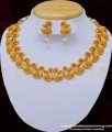 NLC836 - Fashion Jewellery Peacock Design White Stone Antique Temple Necklace with Earring Set