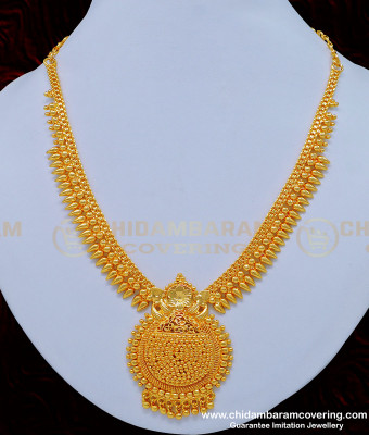 NLC849 - 1 Gram Gold Mullaipoo Design Necklace with Dollar Plain Necklace Online  