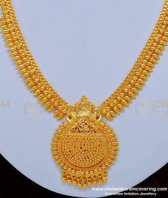 NLC849 - 1 Gram Gold Mullaipoo Design Necklace with Dollar Plain Necklace Online  