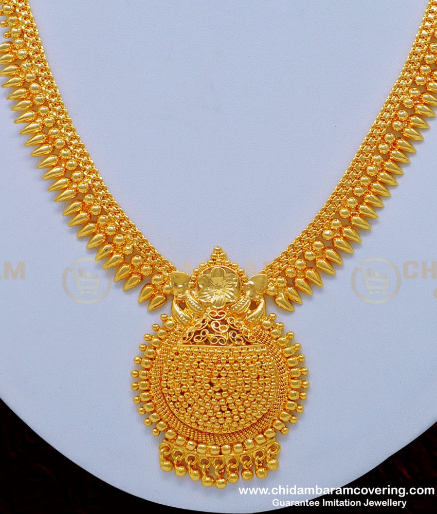 NLC849 - 1 Gram Gold Mullaipoo Design Necklace with Dollar Plain Necklace Online  