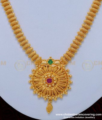 NLC853 - Marriage Bridal Gold Necklace Design Net Pattern Stone Covering Necklace Online
