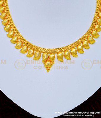 NLC859 - 1 Gram Gold Light Weight Daily Wear Mango Necklace Kerala Jewellery Buy Online