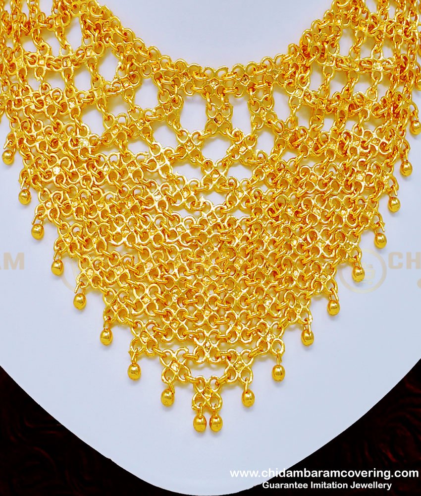 NLC860 - Grand Look Heavy Work Net Necklace Choker Necklace Indian Bridal Jewelry Online