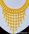 NLC862 - Beautiful Real Gold Look Gold Plated Hanging Net Choker Necklace Kerala Jewellery Online