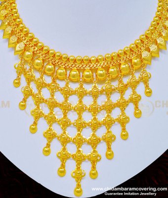 NLC863 - Buy Kerala Bridal Jewellery Gold Inspired One Gram Gold Choker Necklace Online