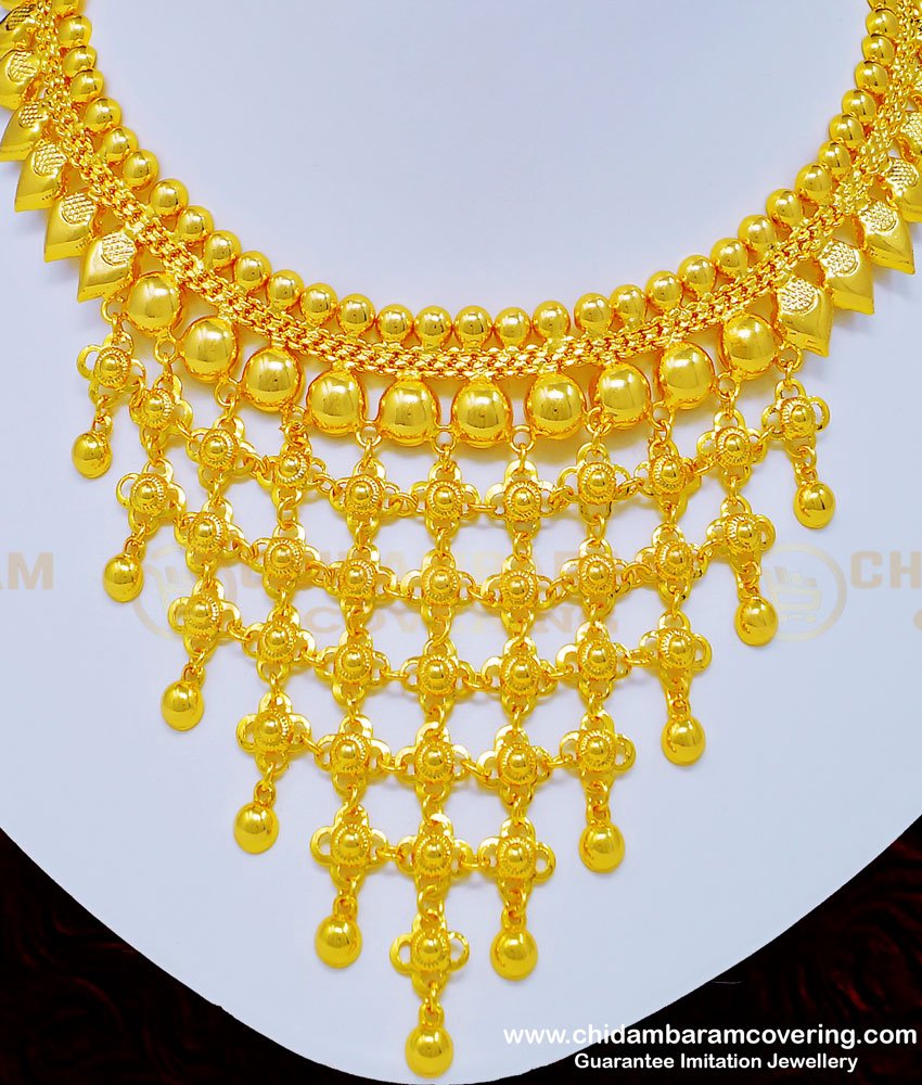 NLC863 - Buy Kerala Bridal Jewellery Gold Inspired One Gram Gold Choker Necklace Online