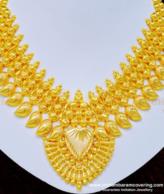 Nlc865 - Bridal Wear Mango Necklace Gold Design Kerala One Gram Gold Jewellery