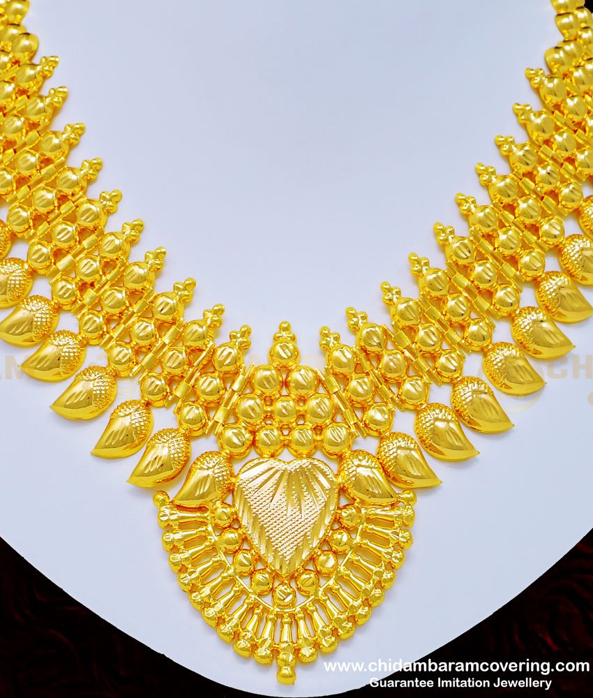 Nlc865 - Bridal Wear Mango Necklace Gold Design Kerala One Gram Gold Jewellery