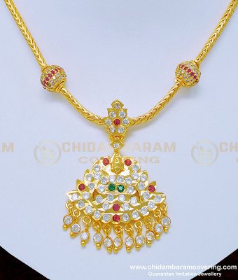 NLC870 - Traditional Lakshmi Design Multi Stone Impon Attigai One Gram Impon Jewellery  