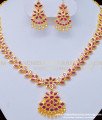 NLC874 - South Indian Wedding Jewellery Ruby Stone Attigai Necklace with Earring Set Online
