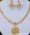 NLC875 - New Arrival Wedding Jewellery American Diamond White Stone Impon Necklace Set Online