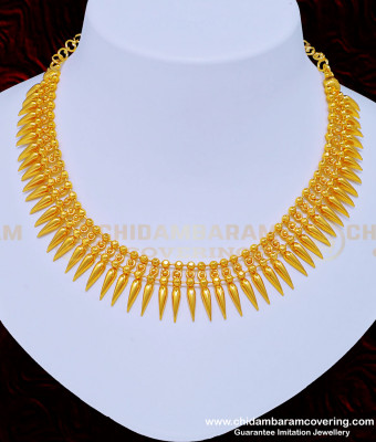 NLC879 - One Gram Gold Light Weight Kerala Mullapoo Necklace Design for Women