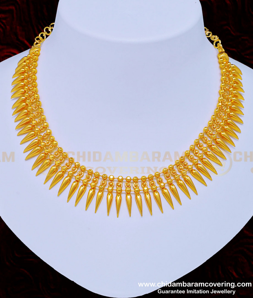 NLC879 - One Gram Gold Light Weight Kerala Mullapoo Necklace Design for Women