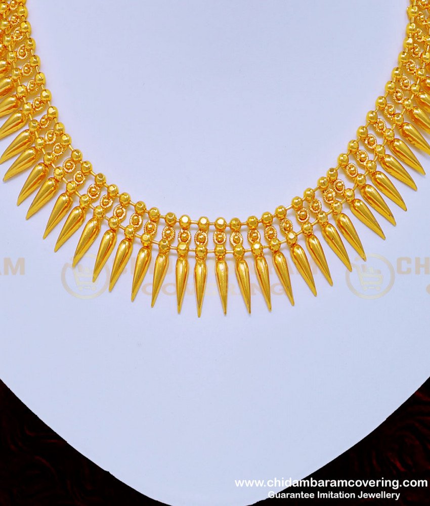 NLC879 - One Gram Gold Light Weight Kerala Mullapoo Necklace Design for Women