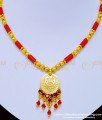NLC880 - One Gram Gold Red Coral Necklace with Lakshmi Pendant Mangalore Necklace Online
