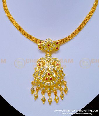 NLC884 - South Indian Gold Plated Guaranteed Impon Attigai Necklace Online 
